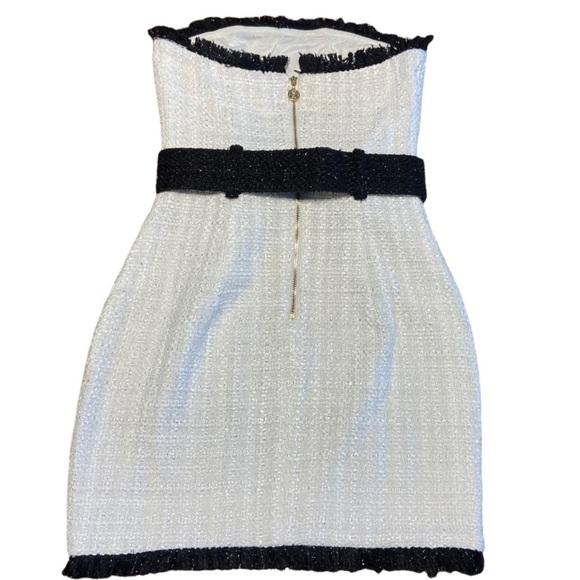 Meshki White Tweed Dress with Belt - Picture 7 of 9